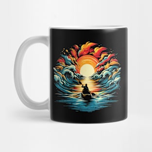 Vintage Sunset Canoeing Design Mug